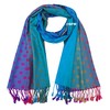 GFM Silky Feel Scarf in Paisley Floral Pashmina Style, Npolkapash-tx-turquoise