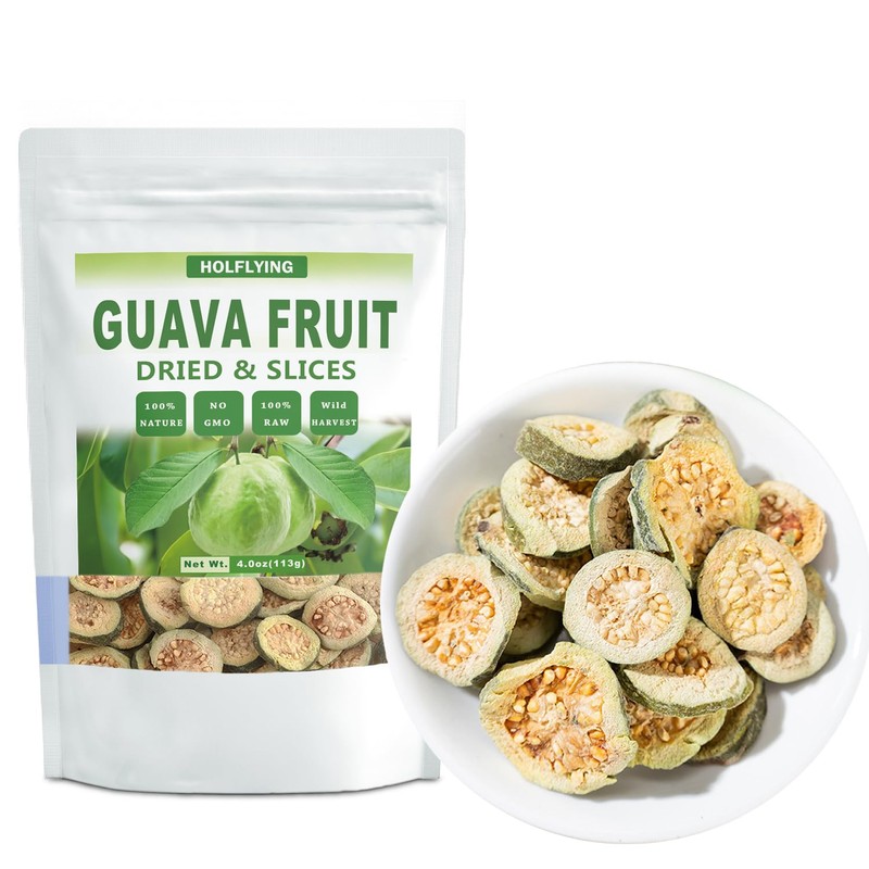HOLFLYING Natural Dried Guava Fruit Slices, 4.0 oz