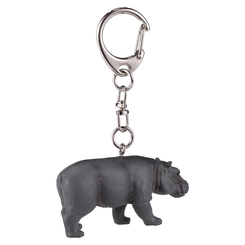 Mojo 387489 Hippo Animal Figure Keychain, gray