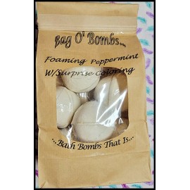 Homemade NEW Handmade 'Foaming Peppermint ' Relaxing Bathbombs(6)! Bag O' Bombs! 15 oz