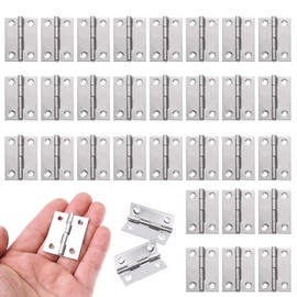 Hinges Stainless Steel 4 Holes, 1.2 x 1.7 inches (31 x 44 mm), 30 Pieces, Sliding Hinges, Door Hards, Cupboard Hinges, Door Butt Hinges, Door Butt Hinges, Hardware, Jewelry Box, Flat Hinges