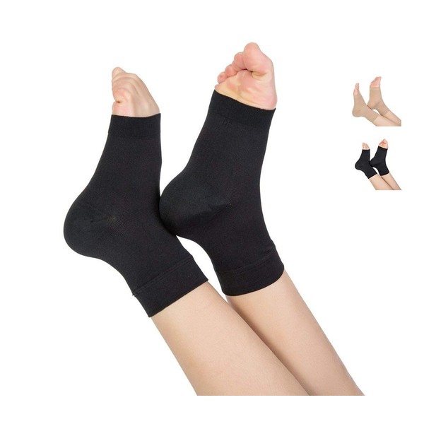 TOFLY Plantar Fasciitis Socks for Women Men, Truly 20-30mmHg Compression Socks for Arch & Ankle Support, Foot Care Compression Sleeves for Injury Recovery, Eases Swelling, Pain Relief, 1 Pair, Black M