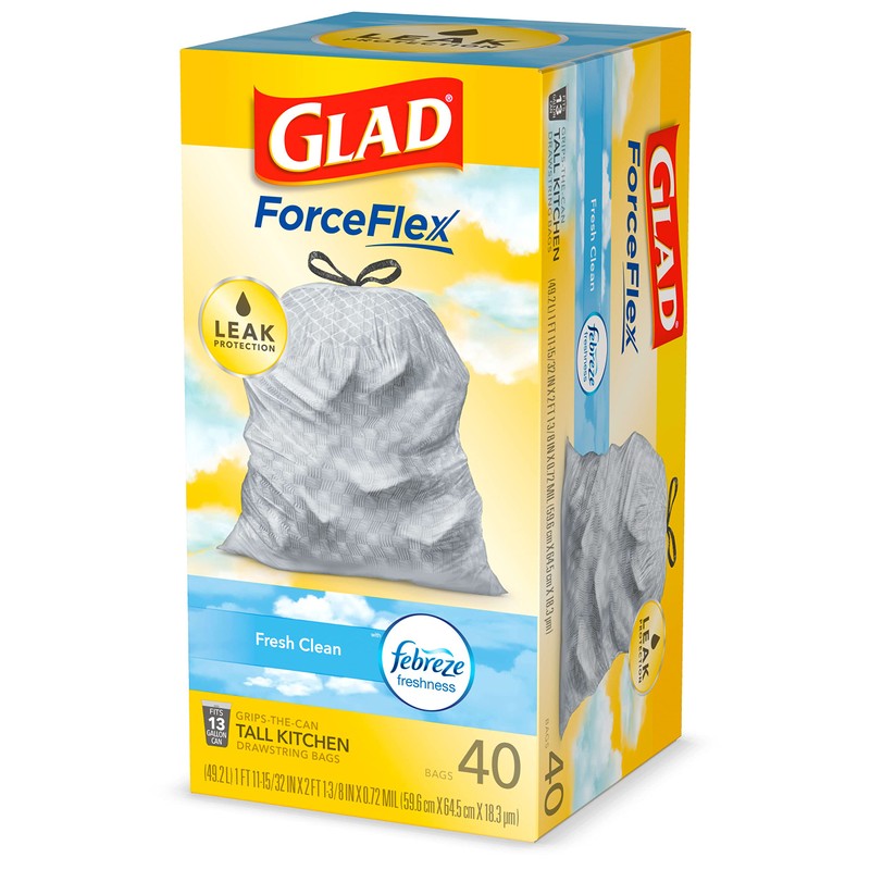 Glad Trash Bags, OdorShield Tall Kitchen Drawstring Garbage Bags -