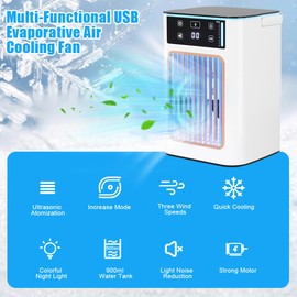 Air Cooler, ICDLTJ Portable USB Evaporative Cooler with 900ml Tanks and Colorful Light, 3 Wind Speed, Mobile Air Cooler Fan for Home Office Dorm