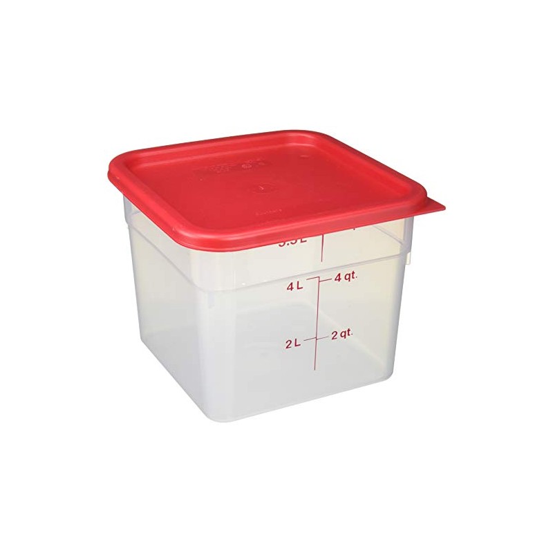 Cambro 6SFSPP190 CamSquare Storage Container, Translucent, 6 qt with Lid