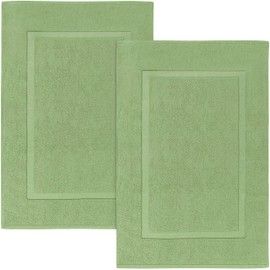 Utopia Towels Cotton Banded Bath Mats, Sage Green, [Not a Bathroom Rug], 21 x 34 Inches, 100% Ring Spun Cotton - Highly Absorbent and Machine Washable Shower Bathroom Floor Mat (Pack of 2)