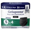 NorthShore GoSupreme Overnight Incontinence Underwear, 8-Hour Pullup Style, Small, 4