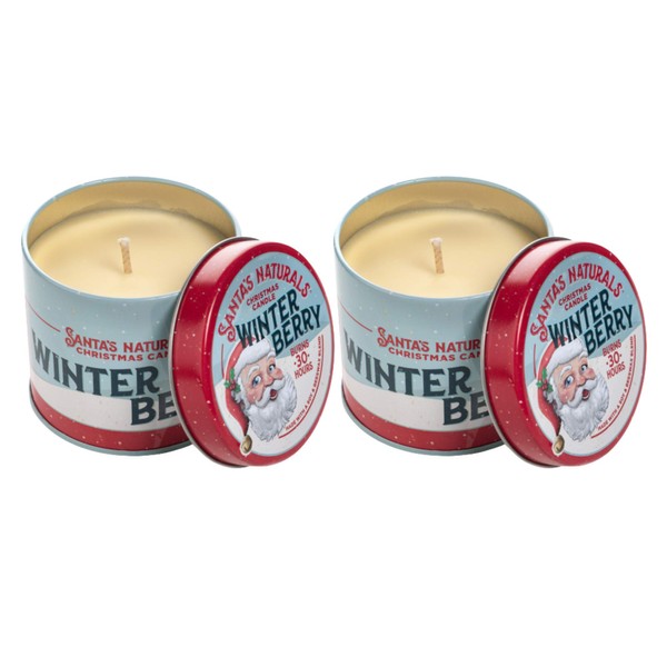 Santa's Naturals Winter Berry Christmas Candle | Warm Cider Fragrance | Made with Essential Oils and a Soy/Beeswax Blend | 30 Hour Burn Time | 9oz | 2 Pack
