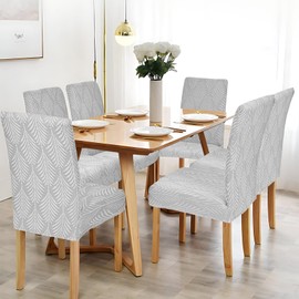 Alishomtll Dining Chair Covers Set of 4 Stretch Chair Slipcovers Universal for Swing Chair Jacquard Removable Washable Dining Room Chair Protector for Banquet Wedding Ceremony (Light Grey, 4 pcs)