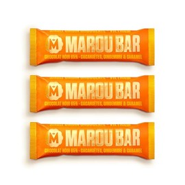 Marou Snack Bar 65% Cacao 3-Pack | Peanuts, Ginger, Salted Caramel and Dark Chocolate | Vietnam Single Origin, Vegan, Craft Chocolate | 3 x 35g Bar