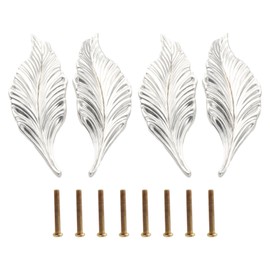 2 Paar Blattgriffe Modische Schrankgriff Zinklegierung für Kabinett Schubladen Bücherschränke Schrank, Silber, Länge: 105mm Lochabstand: 32mm