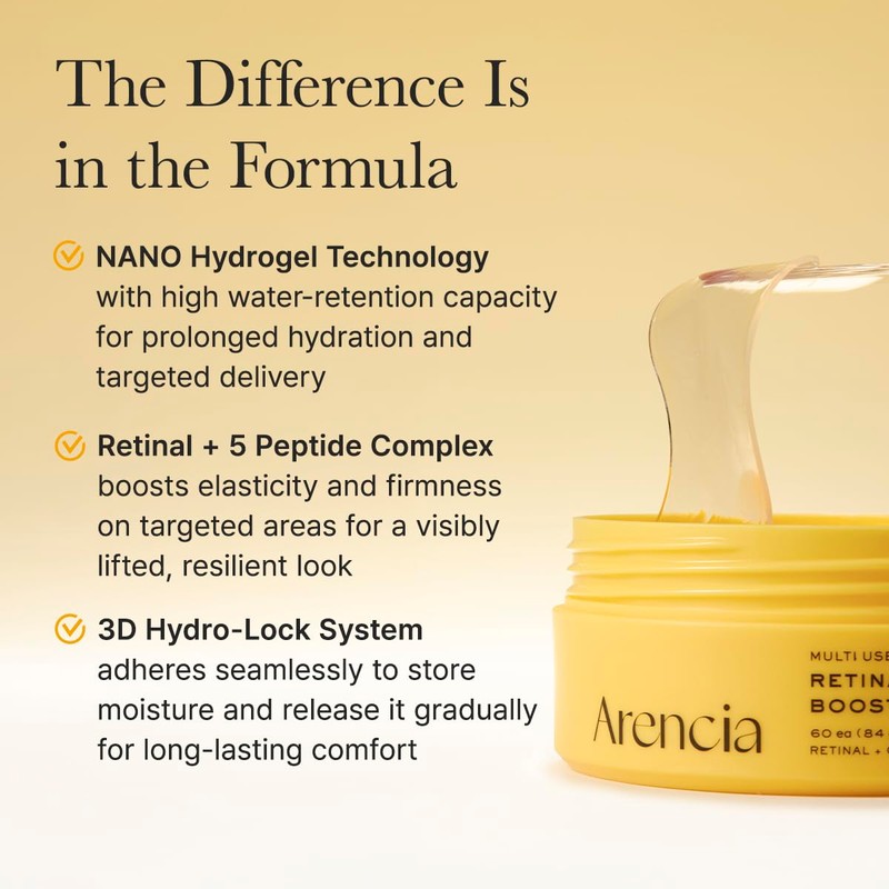 ARENCIA Retinal Boosting Eye Patch, Hydrogel Under Eye Mask with