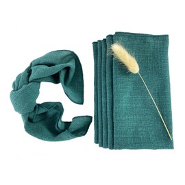 EH Linen Servilletas de tela gruesa de gasa, paquete de 6 servilletas de 16 x 16 pulgadas, 100% algodón suave natural, bodas, fiestas, uso diario, servilletas de lino a granel (verde oscuro, paquete de 6)