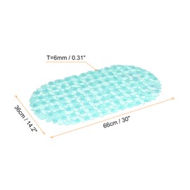 sourcing map Bath Tub Shower Mat, 26" x 14.2" PVC Non-Slip Pebble Oval Mat with Drain Holes, Suction Cups for Bathroom Bathtub, Clear Green