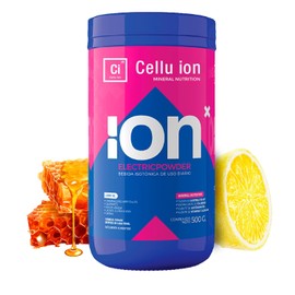 ION X | Electrolitos En Polvo Con 7 Electrolitos Esenciales + Vitamina C | Con Cúrcuma y Endulzado con Miel De Abeja Orgánica Sin Cafeína - Sabor Limón | Cellu Ion 50 Porciones 500g | Importante: Una Vez Abierto Refrigerar y Cerrar Bien!