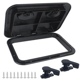 Boat Hatch Deck Hatch Access Hatch & Lid,17-1/4" X 12-3/8"(440mm x 315mm) Marine Hatch Marine Access Hatch Rectangle, Boat Hatch Lids for Boat Caravan RV,Includes Two Replacement Handles (Black)