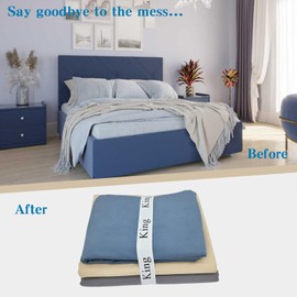 6 Pieces Bed Sheet Organizer Bands, Sheet Organizers and Storage Label Bands, Sheet Label for Bedding, Sheets Organizer for Closet,Sheet Keepers Linen Labels Bedding Bands (Classic,6Pcs King)