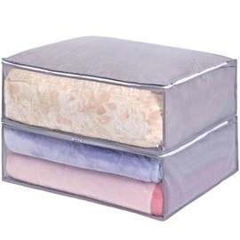 Astro 167-02 Storage Case for Blankets, Set of 2, Gray, Breathable Non-Woven Fabric Guards Against Dust and Dirt, Transparent Window for Easy Viewing, Bedding Storage, Storage Box, Storage Bag, Moving