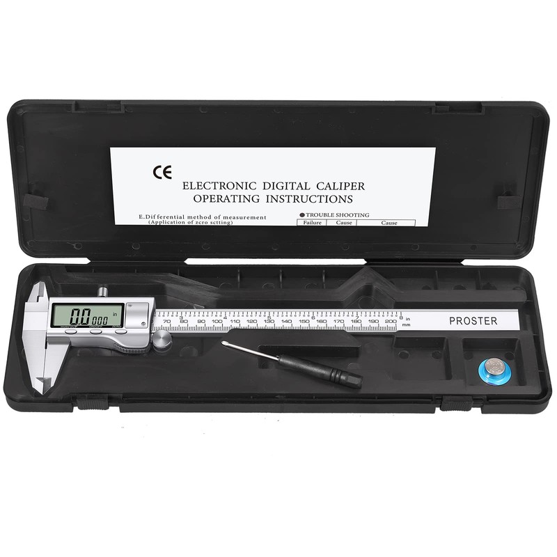 Proster Digital Vernier Caliper 8 Inch/200 mm Stainless Steel Electronic