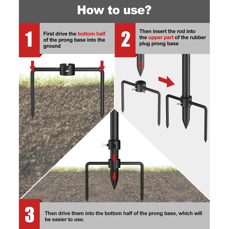 Garbuildman Pole Stabilizer Stand Applies to 1.41"/1.81”/2.12” Poles with 2