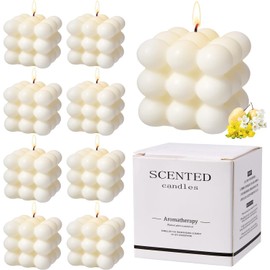 Nasjac Velas Aromaticas Regalo para Mujer, 8 Velas Perfumadas de Burbujas Mini, Velas Decorativas Cera de Soya, Lavanda/Campanilla/oolong de Melocoton Blanco