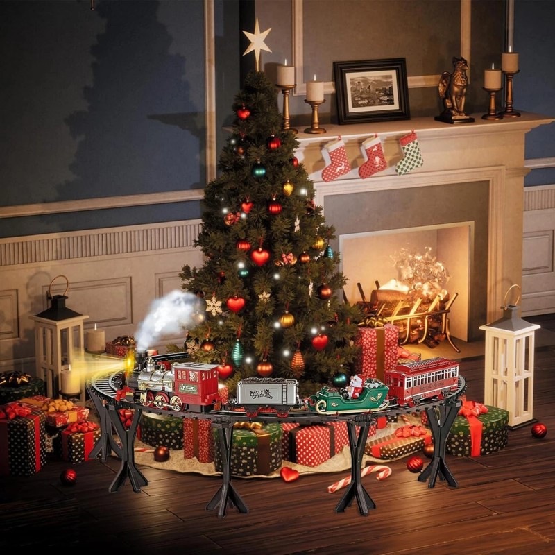 ifanface Christmas Tree Train Elevated, Floating Train Toy Steam Engine