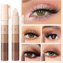 5-in-1 Velvet & Matte Eyeshadow Stick Set - 5 Long-Lasting Pigmented Matte & Shimmer Color Combos - Effortless Mini Lazy Eyeshadow Pencils for On-the-Go Makeup