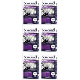 Sambucol 6 Pack-Sambucol Black Elderberry Cold & Flu Relief Tablets - 180 Count