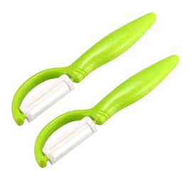 uxcell Multi-Peel Straight Peeler Easy Grip Handles Ceramic Cutter for Kitchen Vegetable, Green, 2Pcs