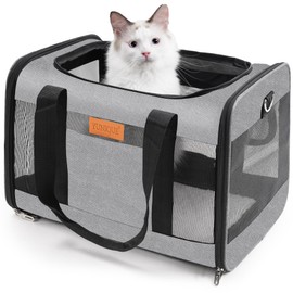 Transportador de gatos, perros, gris, de cara suave, para gatos, transportadores de animales, para viajes, cachorros, como un juguete de tela para mas