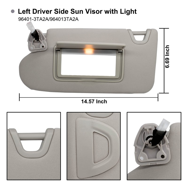 NHILES Left Driver Side Sun Visor Compatible with Nissan Altima