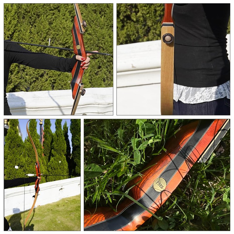 PMZ Recurve Bow and Arrow, 60" Wooden Takedown Hunting Bows