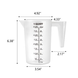 Plastic Measuring Cup with Handle, Pool Chemical Measuring Cup, Plastic Measuring Pitcher for Liquid Mixing, Pouring, Lawn Care, Pet Food, Motor Oil, Laboratory and More (32, Fluid Ounces, 1000ml)