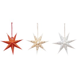 levandeo Set of 3 Paper Star 7 Prongs 20 cm Christmas Paper Decoration Pendant Christmas Decoration Tree Decoration