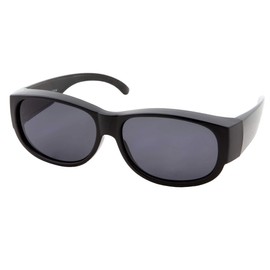 Womens Polarized Fit Over Glasses Sunglasses Oval Cover Overs (Shiny Black)