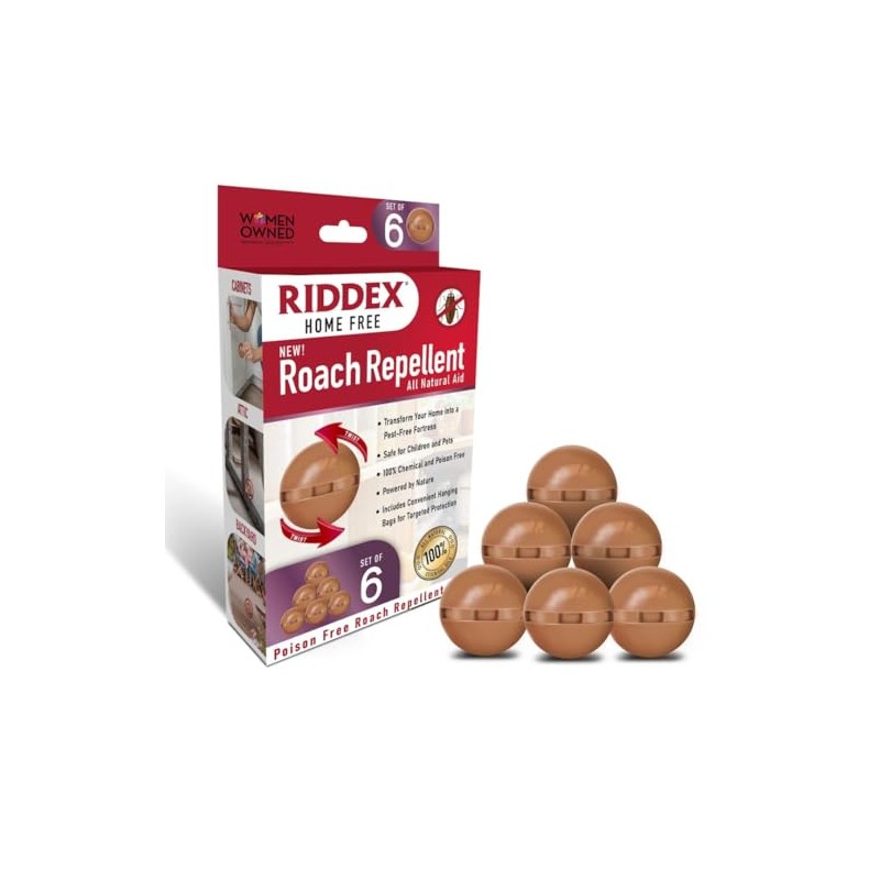 Riddex Roach Deterrent Spheres – Plant-Based Formula with Essential Oils,