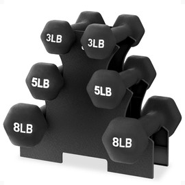 BalanceFrom Neoprene Coated Iron Dumbbell Hex Weights Set with Stand – Color-Coded or Black Options with Non-Slip Grip for Strength Training, Resistance Workouts, and Home Gym Fitness