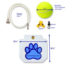 Pet Fit For Life Dog Pedal Water Fountain - Step-On Sprinkler, Drinking Water Hose Toy and Water-Play for Dogs, Includes Giant Tennis Ball