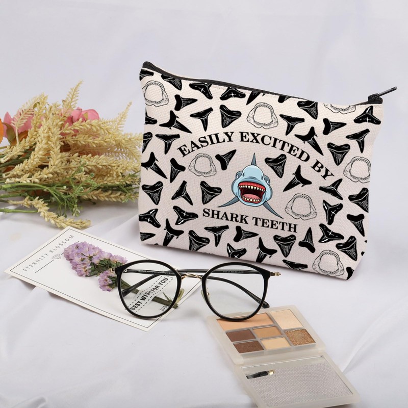 Shark Lover Gift Easily Excited by Shark Teeth Cosmetic Bag
