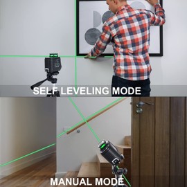 Laser Level with Tripod, Firecore 360° Self Leveling Laser Level with Pulse Mode, 3 Brightness Levels, Green Line Lazer Leveler Tool for Picture Hanging Wall Tile Floor DIY Construction Project