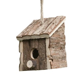 Garden Mile Natural Bird Box Houses - 2x Wooden Traditional Hanging Wild Bird House Bird Huts Home Bird Nesting Boxes for Garden Log Cabin Outdoor, Tree, Balcony and Garden Decorations