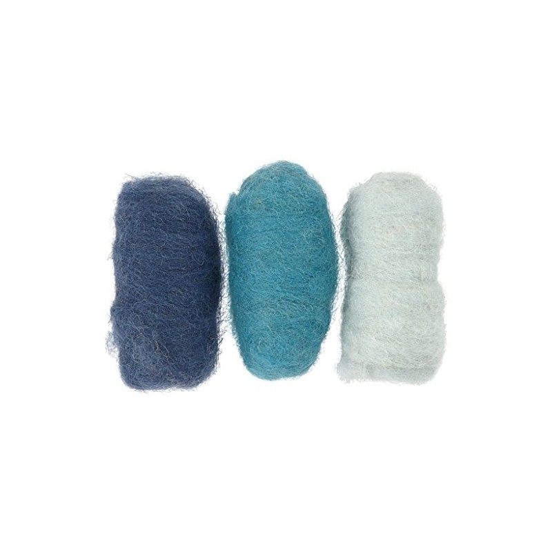 Creativ 45335 Company 10-Piece Carded Wool, Blue Harmony