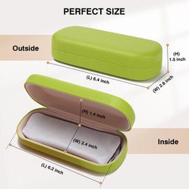 Marvolia Glasses Case Hard Shell Large Eyeglasses Case PU Leather Protective Case for Sunglasses Eyeglasses with Cleaning Cloth for Men Women - Green