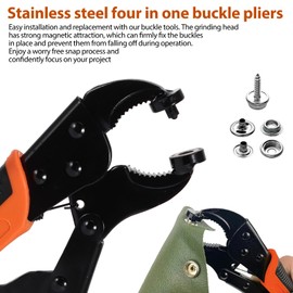 Snap Fasteners Kit - Heavy Duty Snap Button Plier with 40 Sets 15mm Snaps, Adjustable Vice Grip Metal Snaps Buttons Set for Replacing Metal Snaps, Repairing Boat Covers, Canvas, Sewing, Tarps