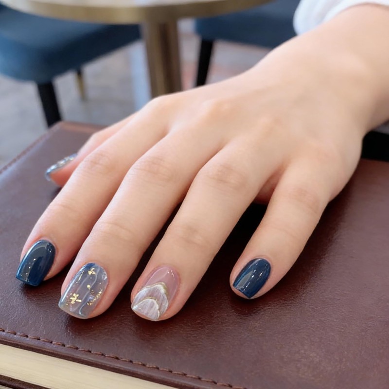 Domiya Nail Tips, 24 Pieces, Short, Summer, Popular, Japanese Style,