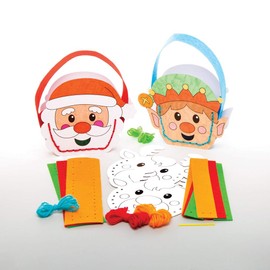 Baker Ross AT222 Christmas Colour in Sewing Bag Kits, Festive Arts and Crafts (Pack of 4), Assorted