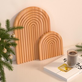 Yoassi Pack of 2 Boho Wooden Board, Decorative Rainbow, Pine Wood Wall Shelf, Table Decoration, Dresser, Serving Board Decoration for Kitchen, Living Room, Bedroom, Office