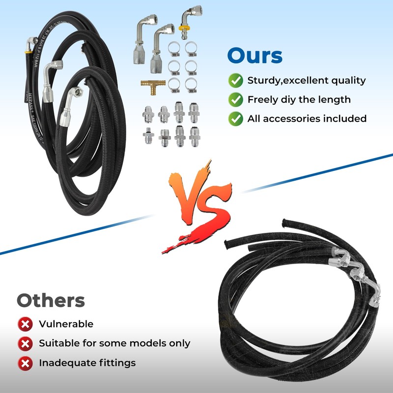 Motoparty Universal Steering Hose Hookup Kit for Hydroboost Power Brake