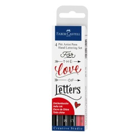 Faber-Castell Faber Castell Pitt Artist Pens Set Black Red Brush Lettering Calligraphy Art