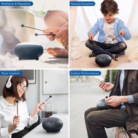 CAHAYA Steel Rain Drum 6-Inch: 8 Notes Steel Tongue Drum with Mallets Finger Paddles Percussion Handpan for Kids Friends Moms Meditation Gift Navy Blue